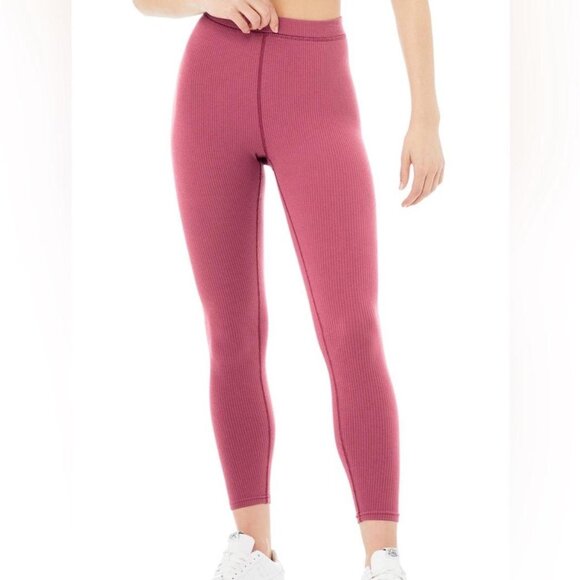 ALO Yoga Pants - alo | ribbed 7/8 blissful pink athletic women's blissful leggings